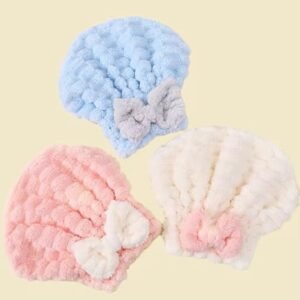 Ultra-Soft Microfiber Hair Drying Cap with Bow Tie