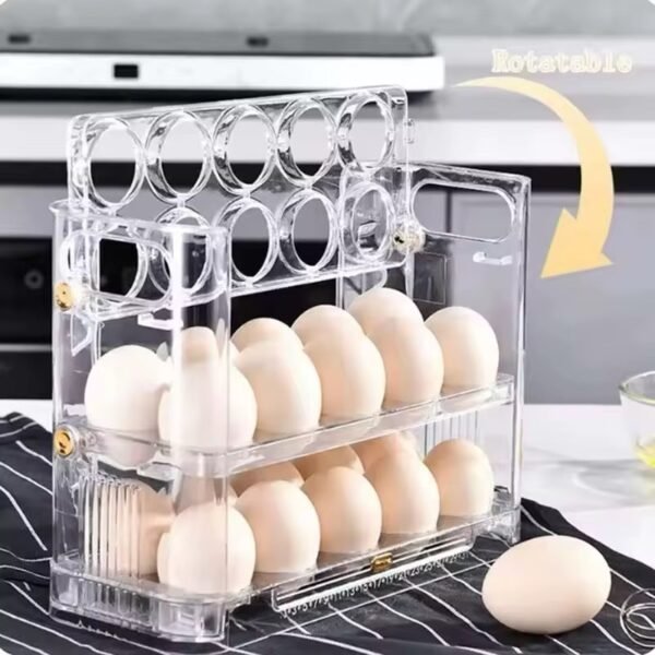 Luxurious Stackable Egg Storage Box – Auto-Roll Dispenser