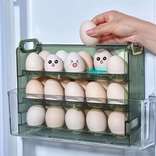 Luxurious Stackable Egg Storage Box – Auto-Roll Dispenser