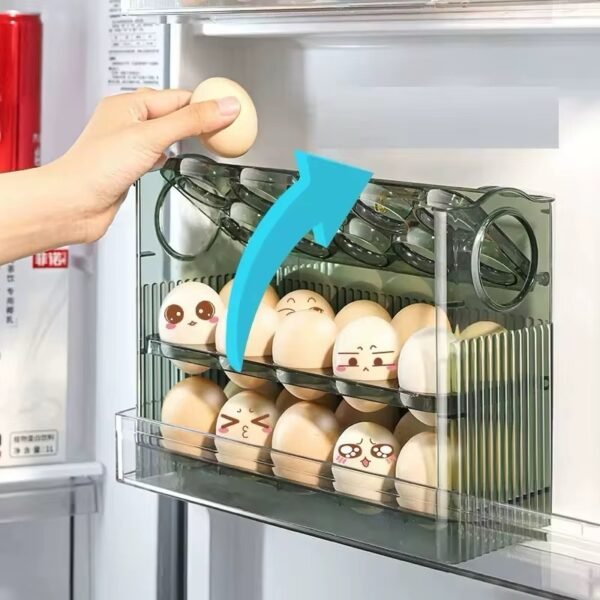 Luxurious Stackable Egg Storage Box – Auto-Roll Dispenser