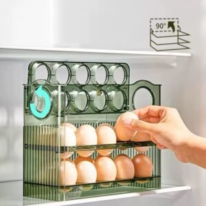 Luxurious Stackable Egg Storage Box – Auto-Roll Dispenser