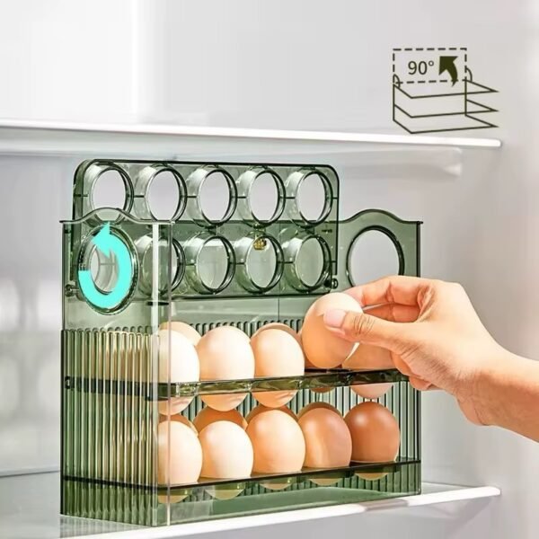 Luxurious Stackable Egg Storage Box – Auto-Roll Dispenser