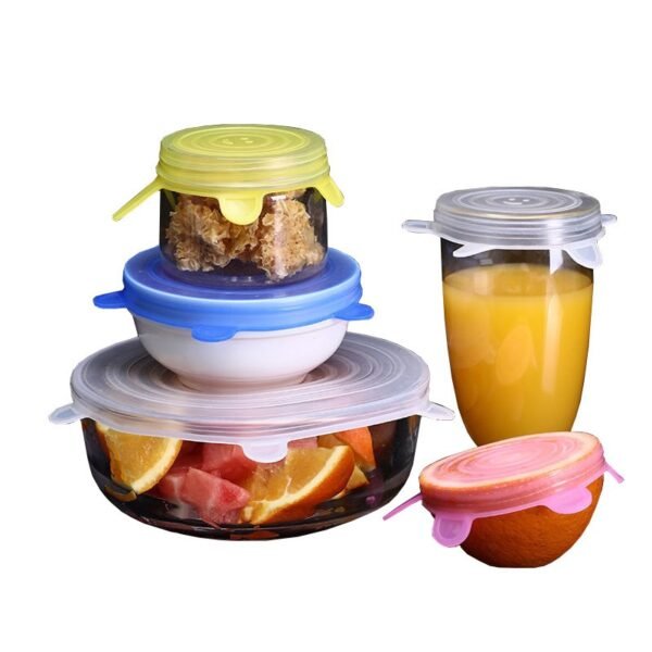 Reusable Stretchable Silicone Food Covers – 6-Piece Set