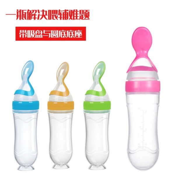 Baby Feeding Squeeze Bottle with Spoon Tip – Silicone Food Feeder
