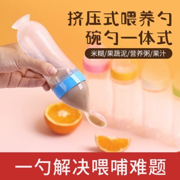 Baby Feeding Squeeze Bottle with Spoon Tip – Silicone Food Feeder