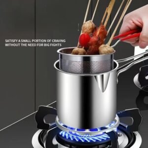 Stainless Steel Cooking Pot with Strainer Basket – Multifunctional Kitchen Tool