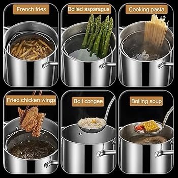 Stainless Steel Cooking Pot with Strainer Basket – Multifunctional Kitchen Tool