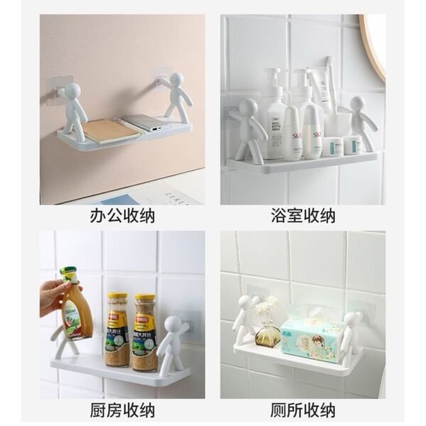 Creative Wall-Mounted Shelf – Punch-Free Bathroom & Kitchen Organizer