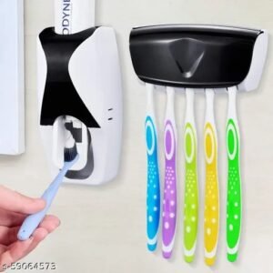 Wall-Mounted Toothbrush Holder + Automatic Toothpaste Dispenser Set
