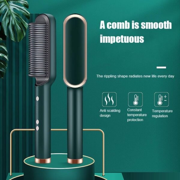 Hair Straightening Brush – Anti-Frizz & PTC Fast Heating