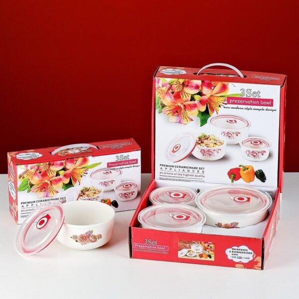 Product Name: 3-Piece Ceramic Preservation Bowl Set with Lids