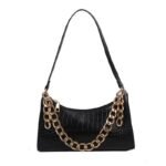 Luxe Croc-Textured Shoulder Bag with Gold Chain