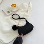 Mini Felt Crossbody Bag with Fluffy Pom Charm