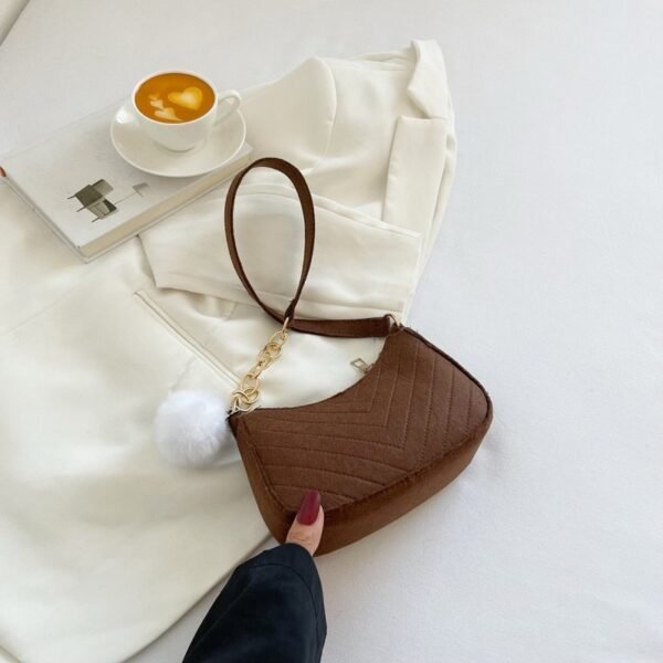 Mini Felt Crossbody Bag with Fluffy Pom Charm