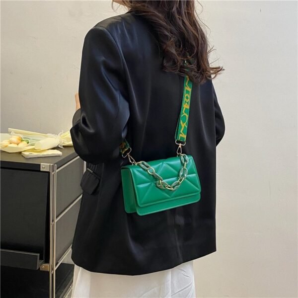 Quilted Chain Accent Shoulder Bag