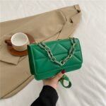 Quilted Chain Accent Shoulder Bag