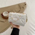 Quilted Chain Accent Shoulder Bag
