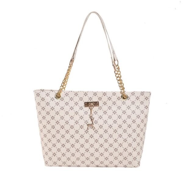 Monogram Tote Bag with Gold Chain Detail