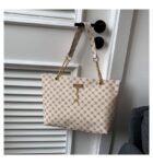 Monogram Tote Bag with Gold Chain Detail