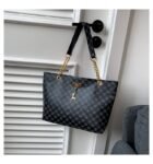 Monogram Tote Bag with Gold Chain Detail