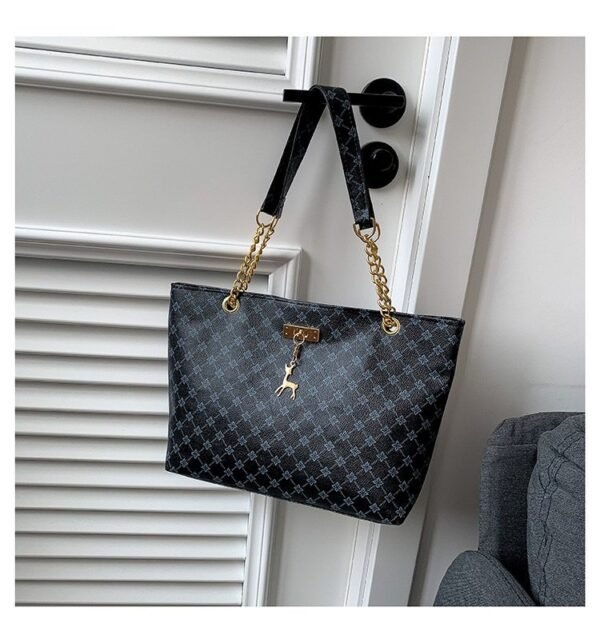 Monogram Tote Bag with Gold Chain Detail