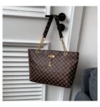 Monogram Tote Bag with Gold Chain Detail