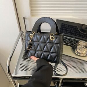 Luxe Diamond-Stitch Box Tote