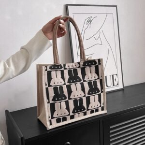 Canvas Bunny Graphic Tote Bag