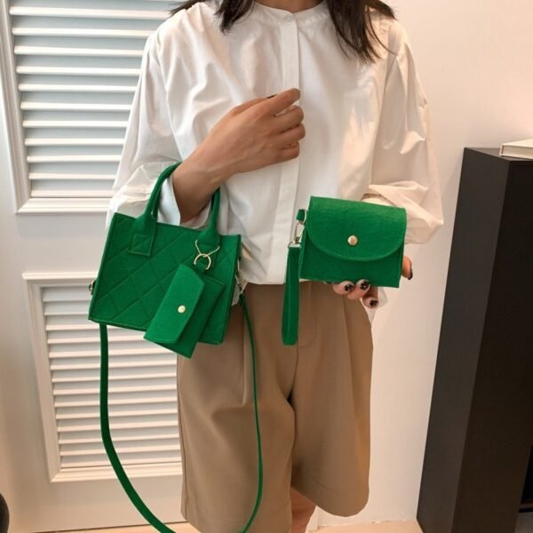 3-in-1 Quilted Mini Felt Bag Set – Bold Colors