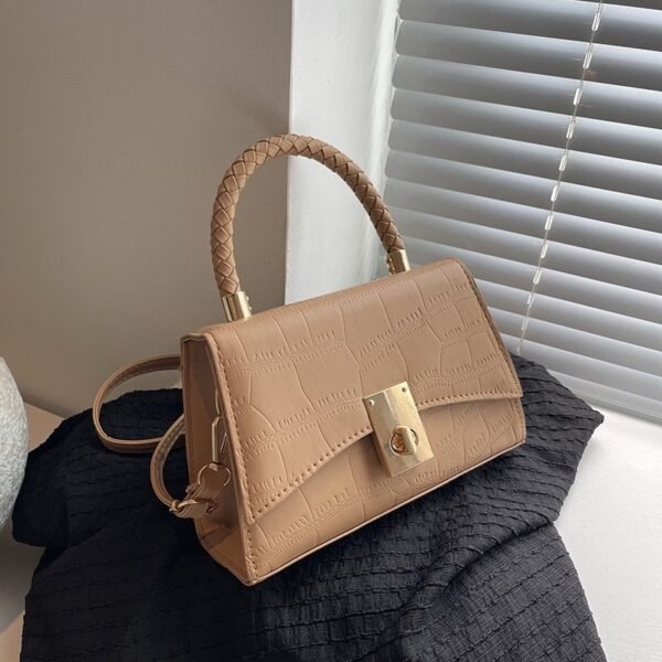 Luxe Croc-Embossed Handbag with Braided Handle