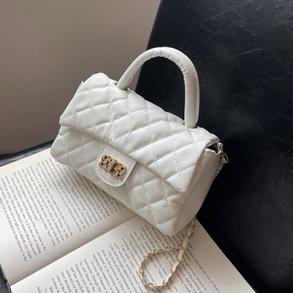 Glam Quilted Flap Handbag with Gold Chain