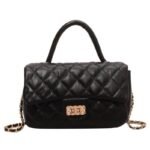Glam Quilted Flap Handbag with Gold Chain