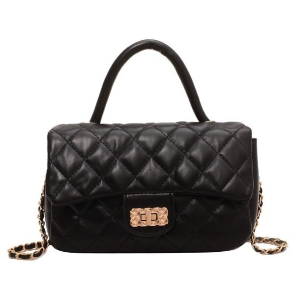 Glam Quilted Flap Handbag with Gold Chain
