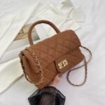 Glam Quilted Flap Handbag with Gold Chain