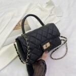 Glam Quilted Flap Handbag with Gold Chain