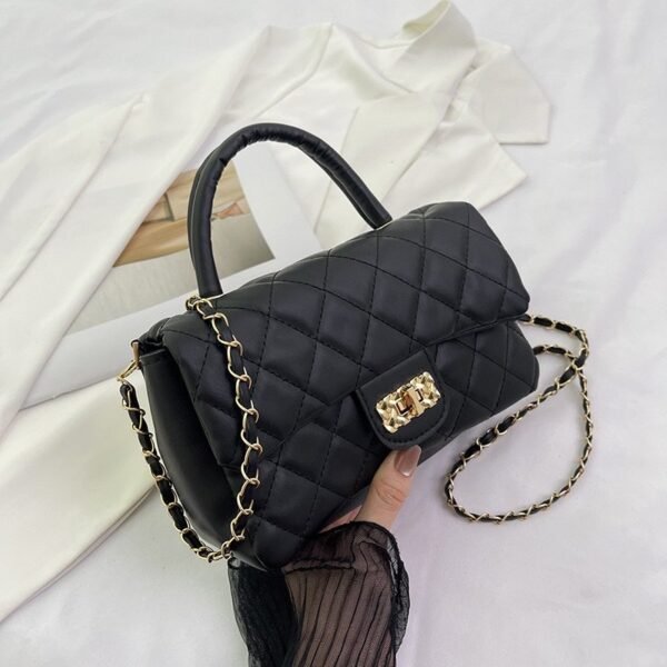 Glam Quilted Flap Handbag with Gold Chain
