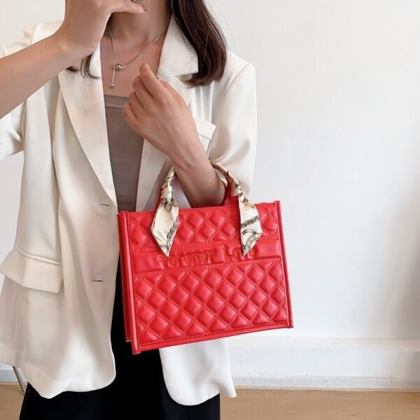 Forever Love” Quilted Handbag with Scarf Accent