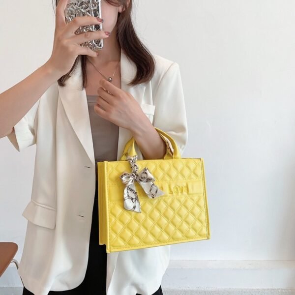 Forever Love” Quilted Handbag with Scarf Accent