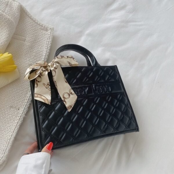 Forever Love” Quilted Handbag with Scarf Accent