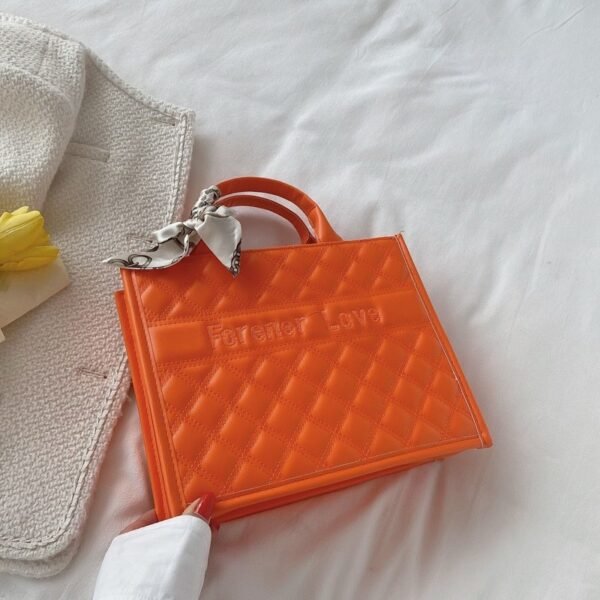 Forever Love” Quilted Handbag with Scarf Accent