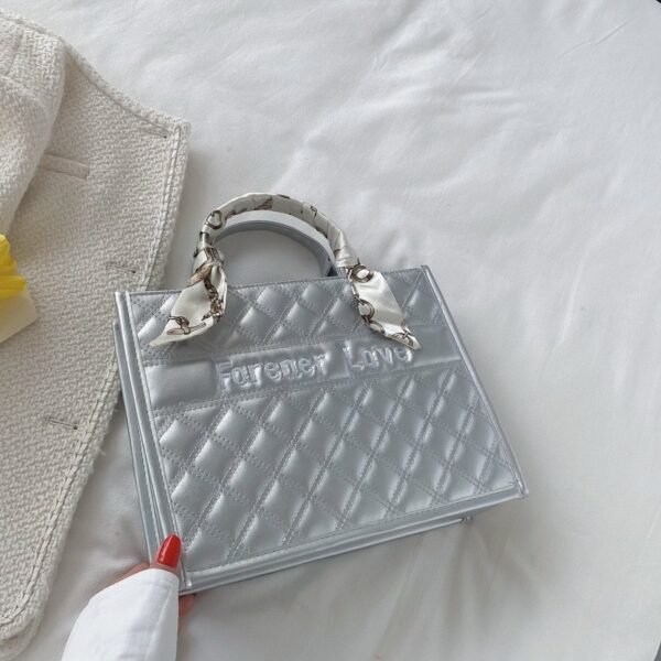 Forever Love” Quilted Handbag with Scarf Accent