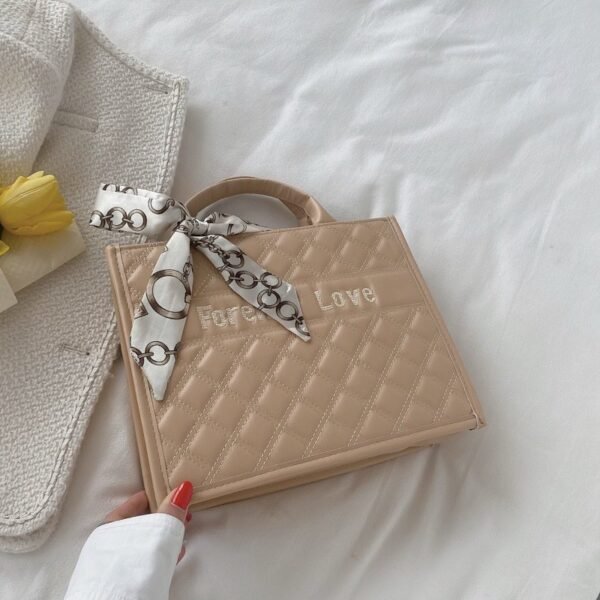 Forever Love” Quilted Handbag with Scarf Accent
