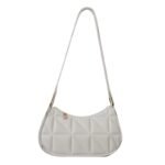 Glossy Black Geometric Quilted Shoulder Bag