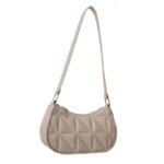 Glossy Black Geometric Quilted Shoulder Bag