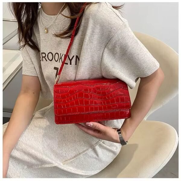 Luxe Croc-Embossed Shoulder Bag