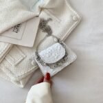 Floral Denim Mini Crossbody Bag with Chain Detail