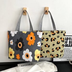 Floral & Leopard Print Canvas Tote Bag – Dual Style Choice