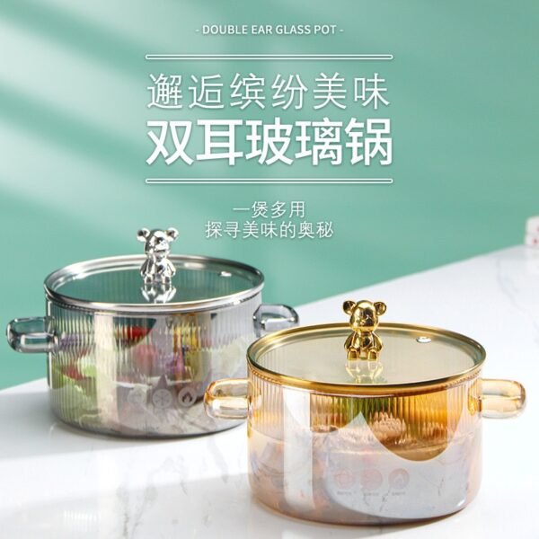 Transparent Heat-Resistant Glass Cooking Pot