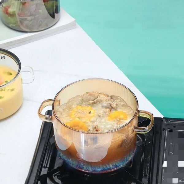 Transparent Heat-Resistant Glass Cooking Pot