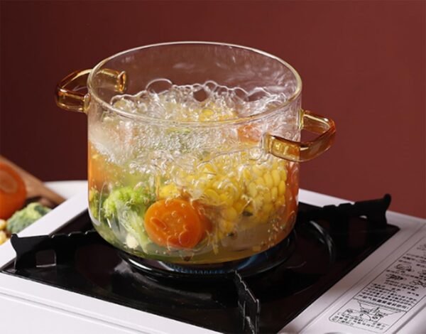 Transparent Heat-Resistant Glass Cooking Pot
